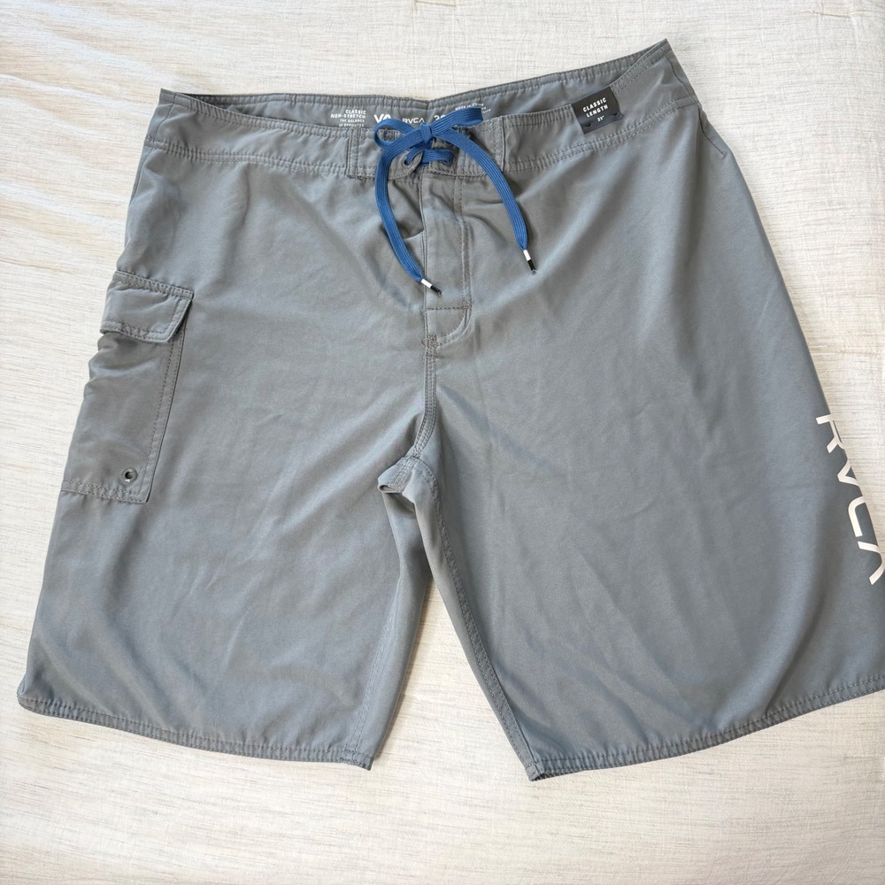 RVCA Mens 36 Gray Board Shorts Classic Non-Stretch 21" Outseam ME128WES Surf